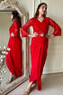 Red Embroidered Fusion Drape Skirt Set